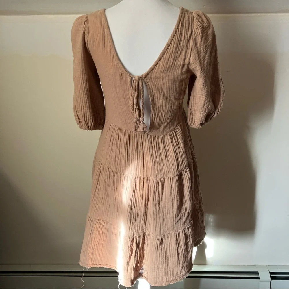 Aerie Pool-To-Party Cotton Dress Cappuccino Tan size XS - Picture 6 of 10